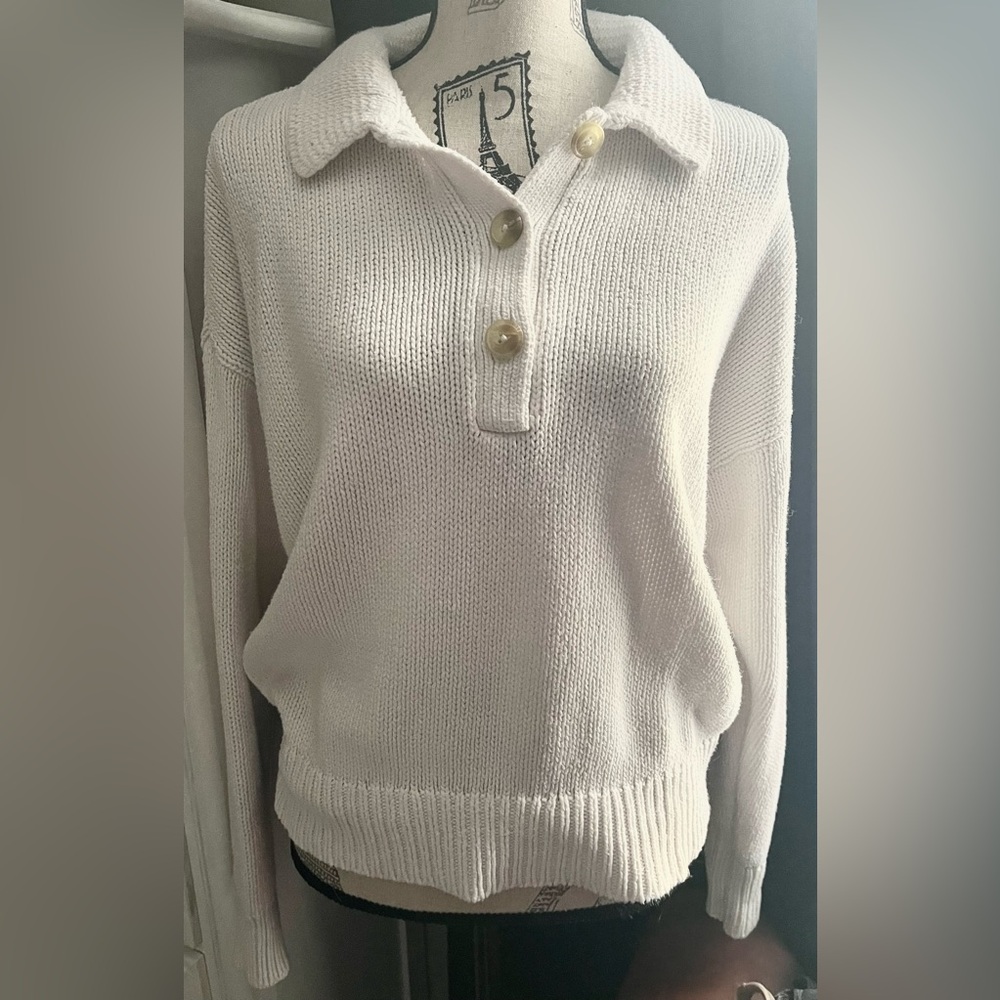 Roots Pull Over Knit Sweater with Button Accents